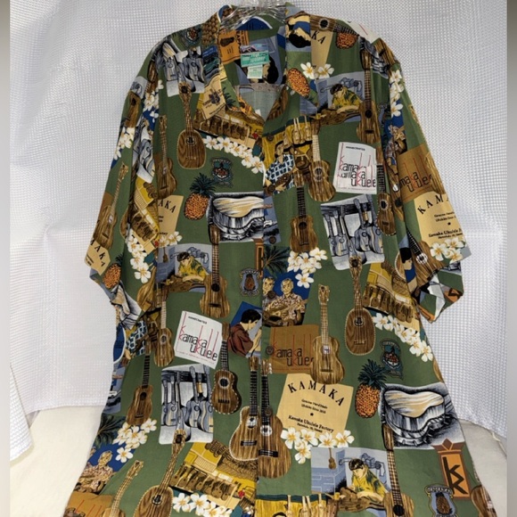 Rare Collectible Reyn Spooner Aloha Shirt KAMAKA Ukelele Rayon Pocket Size XL - Picture 7 of 11